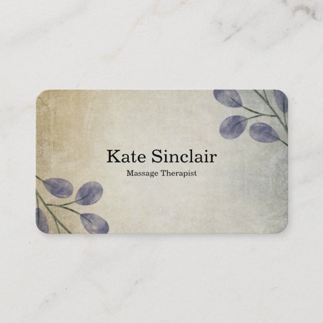 Eleganter Rustikaler Minimal Grüne Massage Therapi Visitenkarte (Vorderseite)