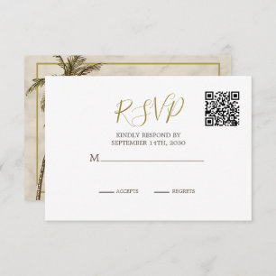 Eleganter Rustikaler Palm Tree QR Code Wedding RSV RSVP Karte