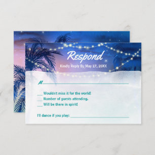 Eleganter Rustikaler Palmenstrand RSVP Karte