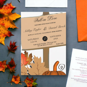 Eleganter rustikaler Pumpkin Herbst verlässt Hochz Einladung