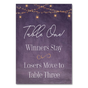 Eleganter rustikaler Tee Beleuchtung Lila Bunco Ti Tischnummer