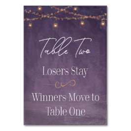 Eleganter rustikaler Tee Lights Lila Bunco Tische Tischnummer