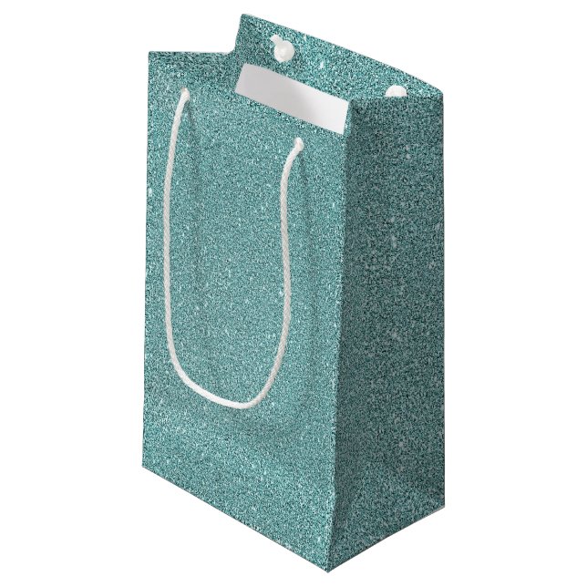 Eleganter Sage Green Funkelnd Glitzer Look Kleine Geschenktüte (Vorderseite Schrägansicht)