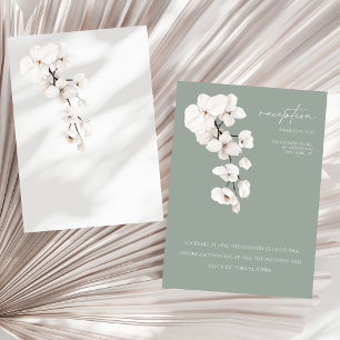 Eleganter Sage Green White Orchid Empfang Begleitkarte