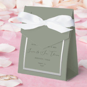 Eleganter Sage & Silber Hochzeit Geschenkschachtel