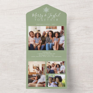 Eleganter Salbei minimaler Foto Collage Urlaub All In One Einladung