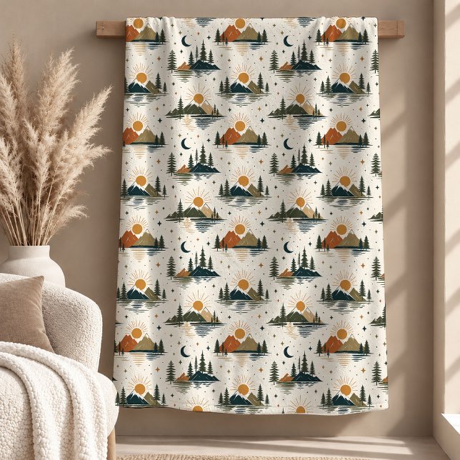 Eleganter Salbeigrüner Boho-Regenbogen-Decke Fleecedecke (Elegant Sage Green Boho Rainbow Blanket)