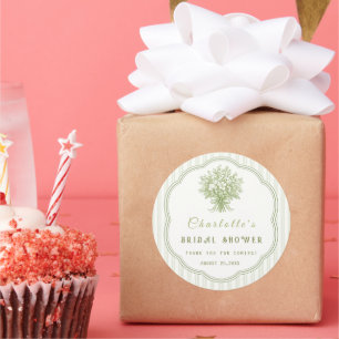 Eleganter Salbeigrüner Brautparty-Geschenkaufklebe Runder Aufkleber