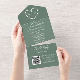 Eleganter Salbeigrüner Moderner Einzigartiger RSVP All In One Einladung
