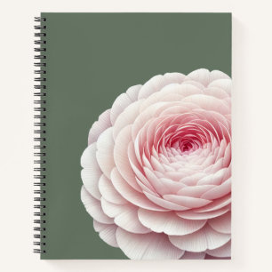 Eleganter Salbeigrüner Rosa Floral Botanisch Notizbuch