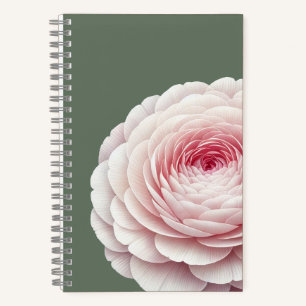 Eleganter Salbeigrüner Rosa Floral Botanisch Notizbuch