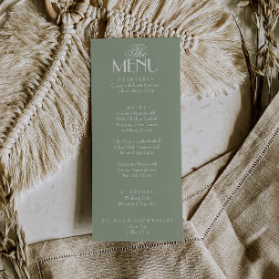 Eleganter Salbeigrüner Weißer Old Money Boho Chic- Menükarte