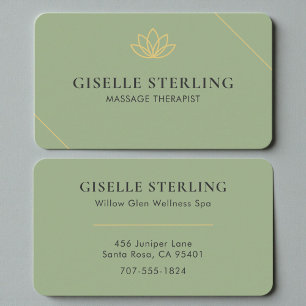Eleganter Salbeigrüner Wellness- & Massagetherapeu Visitenkarte