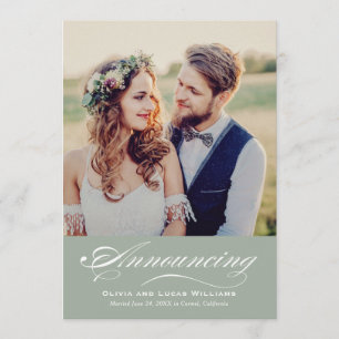 Eleganter Salmon Script Wedding Foto Empfang Einladung