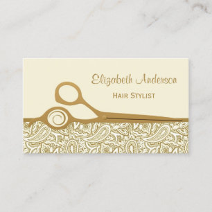 Eleganter Salon Gold und Ivory Paisley Visitenkarte