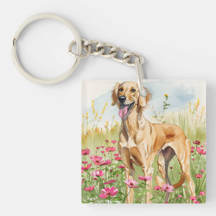 Eleganter Saluki-Hund Wasserfarben-Kunst-Druck-Dek Schlüsselanhänger