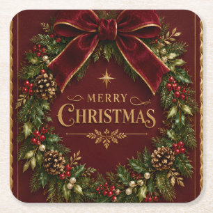 Eleganter Samt-Schleifen-Weihnachten, Luxuriöse Bo Rechteckiger Pappuntersetzer