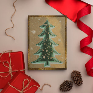 Eleganter Sandbrauner Glitter-Papier-Schnitt-Weihn Feiertagskarte