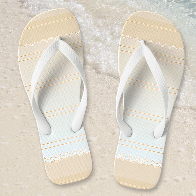 Eleganter Sandy Beach Flip Flops (Elegant striped flip flops in soft pastel sandy beach colors)