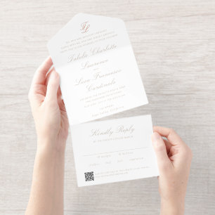 Eleganter Sandy Neutraler QR-Code Traditionelle Ho All-in-One-Einladung