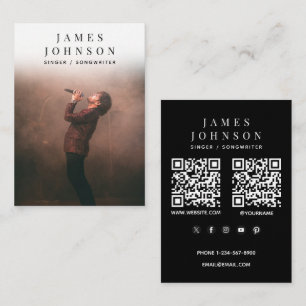 Eleganter Sänger Musiker Fotografie 2 QR-Codes Visitenkarte