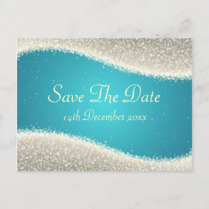 Eleganter Save the Date Blendungs-Glitzern-Türkis Ankündigungspostkarte