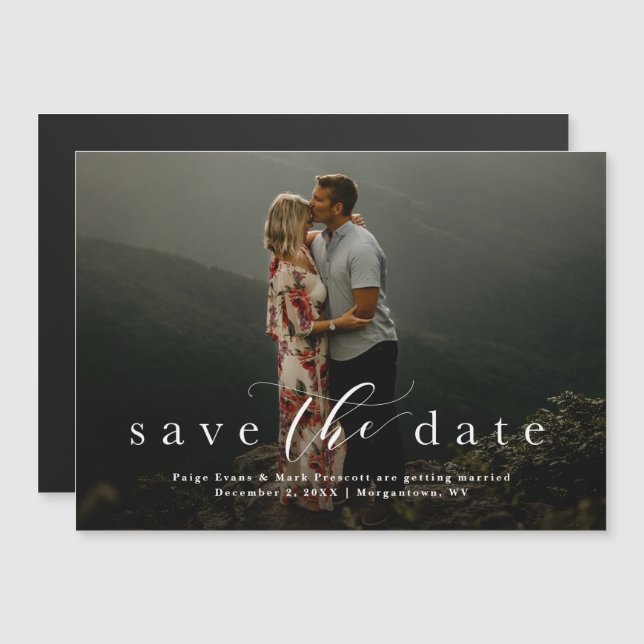 Eleganter Save the Date Foto-Magnet Magneteinladung (Vorne/Hinten)
