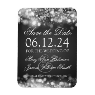 Eleganter Save the Date funkelnder Lichtsilber Magnet