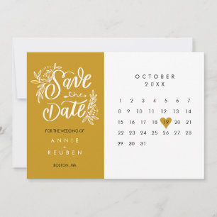 Eleganter Save the Date Kalender Gold Liebe Herz