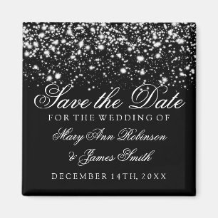 Eleganter Save the Date silberner Magnet