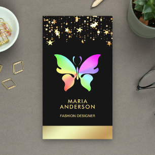 Eleganter Schick Konfetti Schwarz Gold Regenbogen Visitenkarte