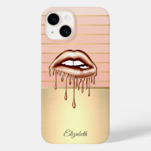 Eleganter, schicker goldener gestreifter Lippen,Tr Case-Mate iPhone 14 Hülle