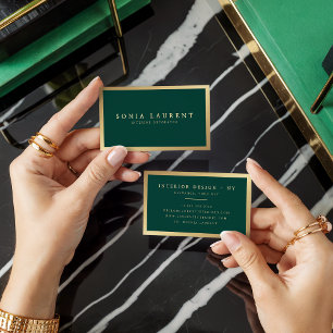 Eleganter schicker goldener Wald grün minimalistis Visitenkarte