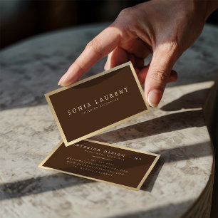 Eleganter schicker goldfarbener dunkelbrauner Mini Visitenkarte