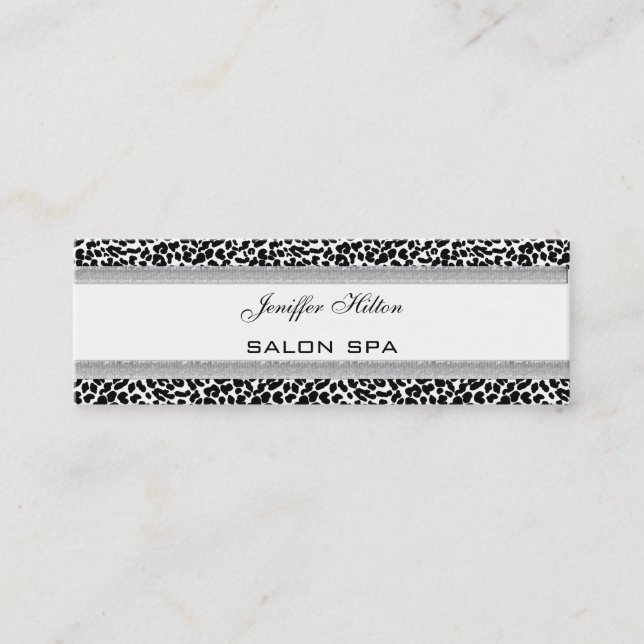 Eleganter schicker Luxus zeitgenössischer Leoparde Mini Visitenkarte (Vorderseite)