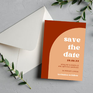 Eleganter Schicker Pfirsich-Terrakotta-Bogen Boho- Save The Date