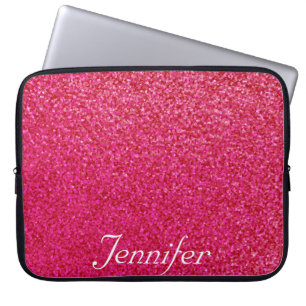 Eleganter schicker PINK-Print-Glitzer PERSONALISIE Laptopschutzhülle