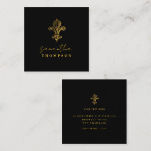Eleganter schicker Schwarz-Gold-Vintage-Stil Quadratische Visitenkarte