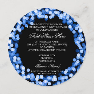 Eleganter Schläger Mitzvah blaue funkelnd Lichter Einladung