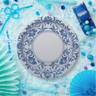 Eleganter, schlichter Blue White Blume Chinoiserie Pappteller