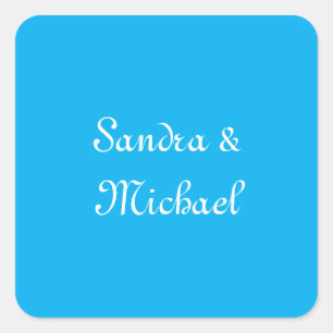 Eleganter Schlichter Himmelblau Personalisierte Cu Quadratischer Aufkleber