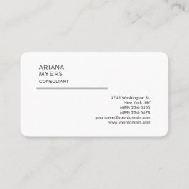 Eleganter Schlichter White Consultant Manager Visitenkarte