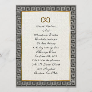 Eleganter Schlüsselentwurf griechischer Hochzeit Einladung