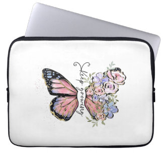 Eleganter Schmetterling, florale Motivation Laptop Laptopschutzhülle