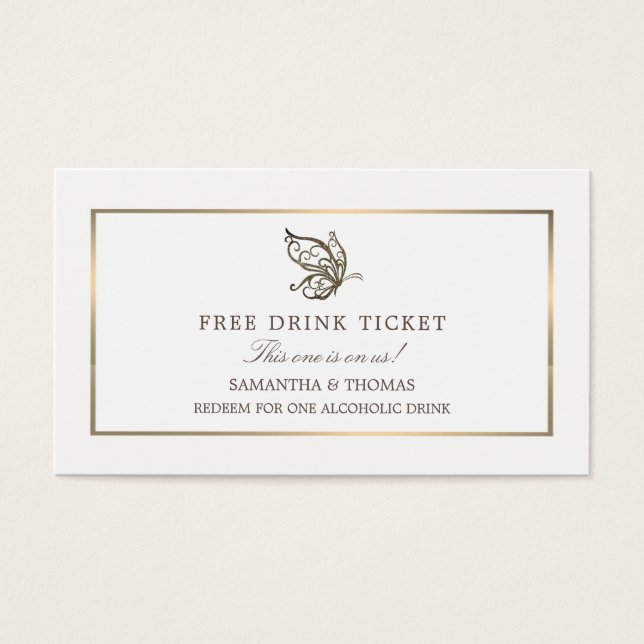Eleganter Schmetterling, Gratis Drink Ticket (Vorderseite)