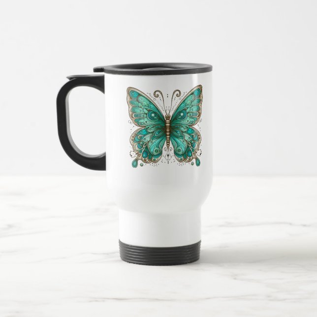 Eleganter Schmetterling Reisebecher (Links)