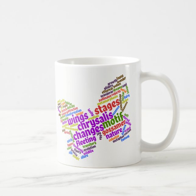 Eleganter Schmetterling-Tag Cloud Tasse (Rechts)