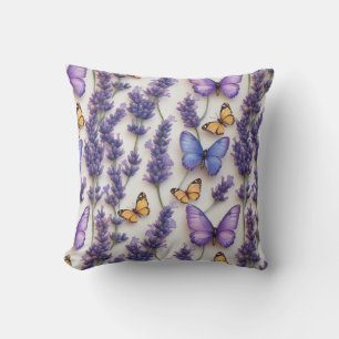 Eleganter Schmetterling und Lavendel-Design Kissen