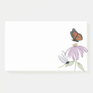 Eleganter Schmetterling und lila Blume Stylische L Post-it Klebezettel