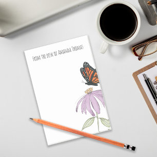 Eleganter Schmetterling und lila Blüte Stylisch Post-it Klebezettel